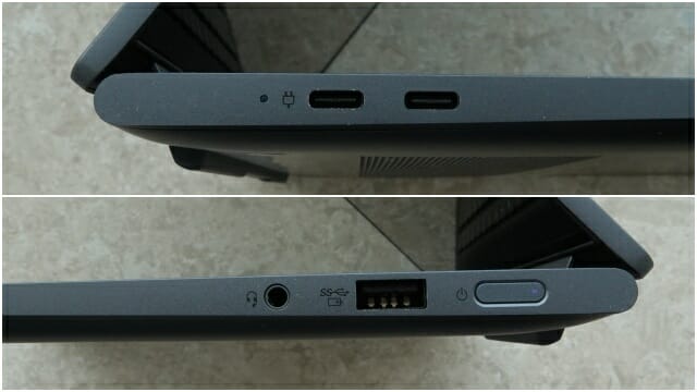 확장 단자는 USB-C(USB 3.2 Gen.2) 2개, USB-A(USB 3.2 Gen.1) 1개를 내장했다. (사진=지디넷코리아)