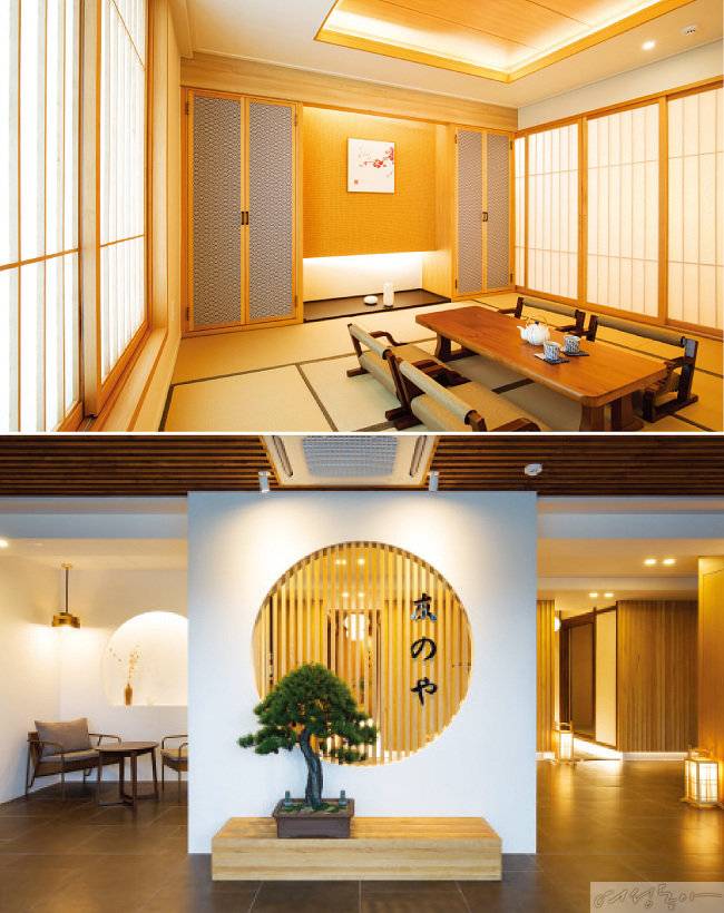 실제 일본 료칸과 비슷한 분위기가 느껴지는 인테리어가 특징이다.