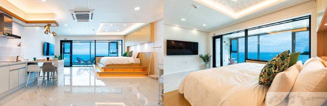 바다를 보며 스파를 즐길 수 있다.