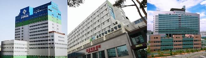 왼쪽부터 상계백병원, 순천향대학교병원, 한림동탄성심병원/사진=각 병원