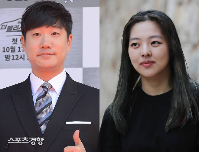 ‘골때녀’ 조작방송 후폭풍으로 배성재(왼쪽)가 김보름에게 사과해야 한다는 여론이 다시 수면 위로 떠올랐다. 경향신문 자료사진