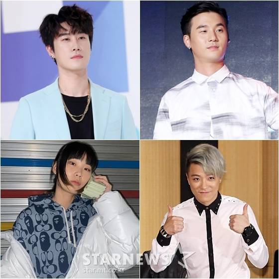 산이(왼쪽위부터 시계방향), 베이식, 아웃사이더, 신스 /사진=스타뉴스, 신스 인스타그램