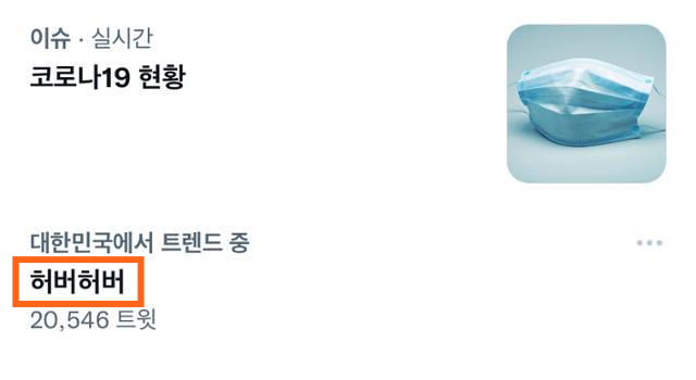 게시물이 올라온 지 만 하루가 지난 29일 오후 4시 기준 '허버허버'는 여전히 트위터 실시간 트렌드에 올라 있는 등 큰 논란이 되고 있다. 트위터 캡처