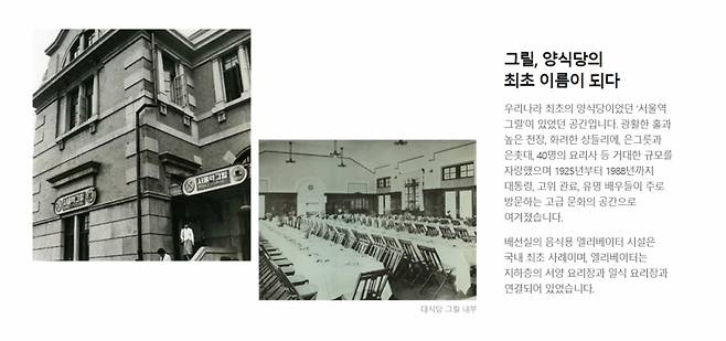 구 서울역사를 소개하는 '문화역서울 284'에서 서울역 그릴에 대해 소개하고 있다./사진=문화역서울 284 홈페이지 갈무리