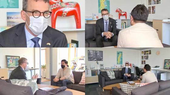 안데르스 헥토르 주한스웨덴대사관 과학혁신 참사관이 스웨덴 수소 경제 현황과 향후 계획에 대해 이야기하고 있다.