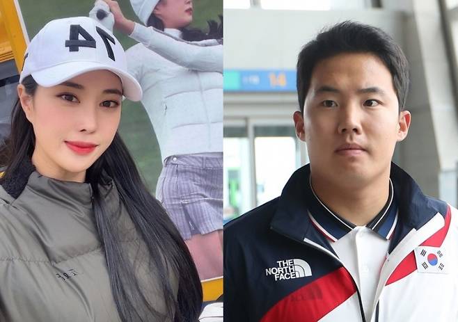 ▲ 열애 사실이 알려진 손새은(왼쪽사진)과 임찬규. ⓒ스포티비뉴스DB, 손새은 인스타그램