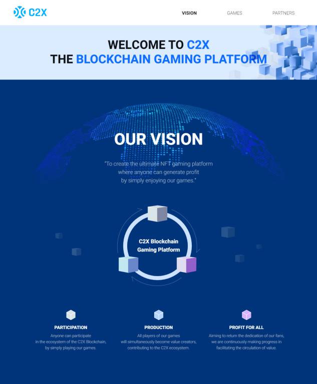 C2X 블록체인 플랫폼 티징 사이트