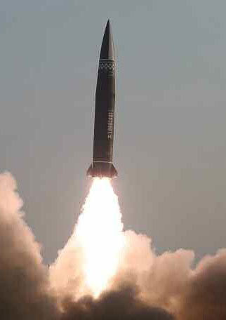 북한의 탄도미사일로 추정되는 발사체의 발사 모습. 세계일보 자료사진