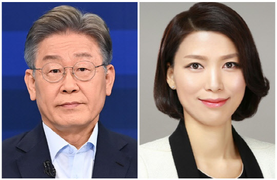 이재명(왼쪽) 더불어민주당 대선 후보와 김정화 전 민생당 대표. 연합뉴스