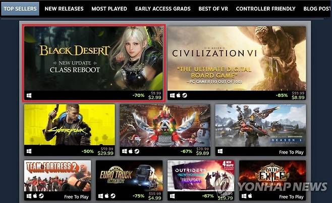 펄어비스 검은사막, 스팀 '2021 최고작' 최다 판매 부문 선정 [펄어비스 제공]
