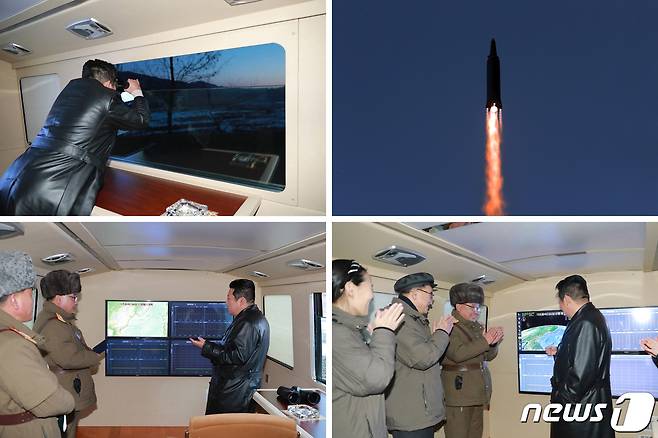 (평양 노동신문=뉴스1) = 북한 국방과학원이 11일 극초음속미사일 시험발사를 진행했다고 노동당 기관지 노동신문이 12일 보도했다. 김정은 당 총비서도 시험발사 현장에 참관했다. 김 총비서는 이번 시험발사가 '대성공'이라고 선언했으며 북한은 이번이 '최종시험발사'라고 밝혔다. [국내에서만 사용가능. 재배포 금지. DB 금지. For Use Only in the Republic of Korea. Redistribution Prohibited] rodongphoto@news1.kr