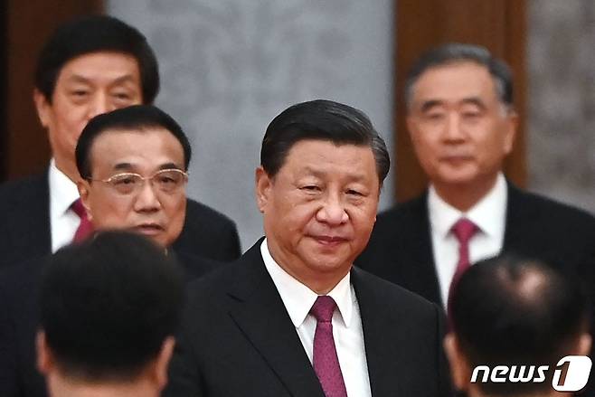 시진핑 중국 국가주석이 2021년 9월 30일(현지시간) 베이징의 인민대회당에서 열린 환영회에 참석하고 있다. © AFP=뉴스1 © News1 김지현 기자
