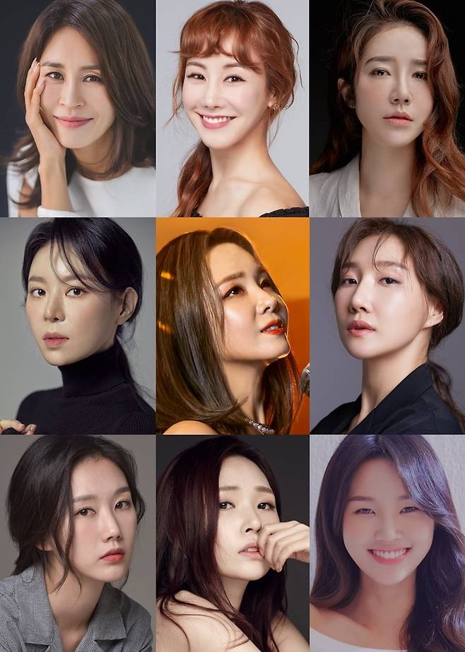 [서울=뉴시스]뮤지컬 '프리다' 출연 배우들. 최정원, 김소향, 전수미, 리사, 임정희, 정영아, 최서연, 허혜진, 황우림. (사진=EMK뮤지컬컴퍼니 제공) 2022.01.13. photo@newsis.com *재판매 및 DB 금지