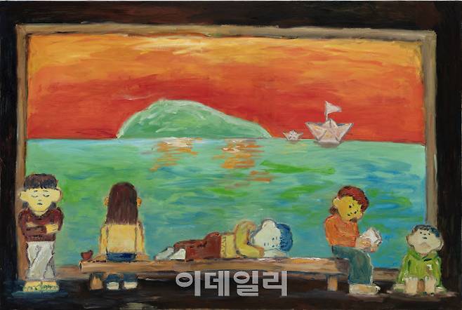 콰야 ‘바라보는 방법’( How to Look·2021), 캔버스에 오일, 194×130㎝(사진=이길이구갤러리)
