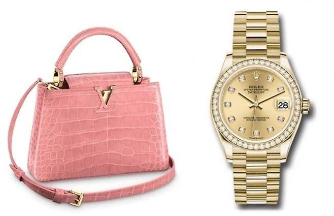 (왼쪽)루이비통 핸드백 이미지(오른쪽)롤렉스 시계 이미지