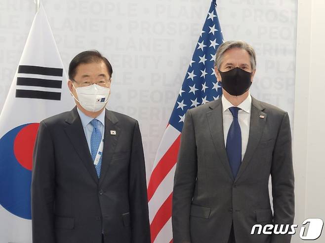 정의용 외교부 장관(왼쪽)과 토니 블링컨 미국 국무장관 <자료사진> © 뉴스1