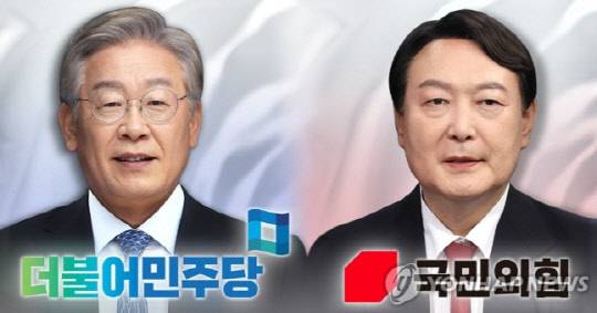 이재명(왼쪽) 민주당 대선 후보와 윤석열 국민의힘 대선 후보. 연합뉴스