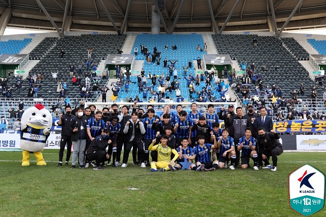 프로축구 K리그1 인천 유나이티드가 16일 창원 동계훈련지에서 코로나19 확진자 6명이 발생했다고 밝혔다. 사진=한국프로축구연맹