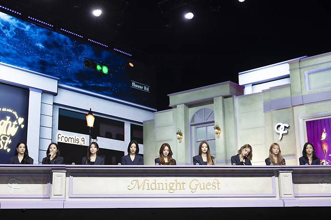 Fromis_9’s 4th EP “Midnight Guest” media showcase takes place in Seoul on Monday. (Pledis Entertainment)
