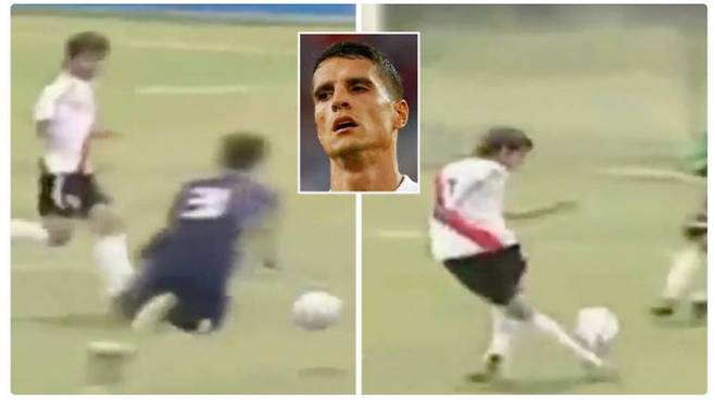 에릭 라멜라가 아르헨티나 리버플라테 유스시절 라보나 킥으로 득점하는 장면.  스포츠바이블 캡처