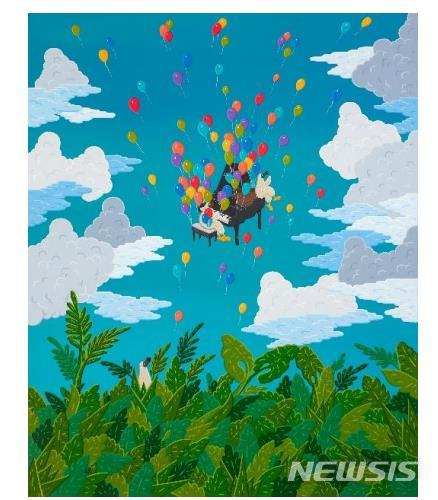 [서울=뉴시스]김선우, The Flying Pianist 2022 gouache on canvas 145.5x112cm 57.3x44.1in.