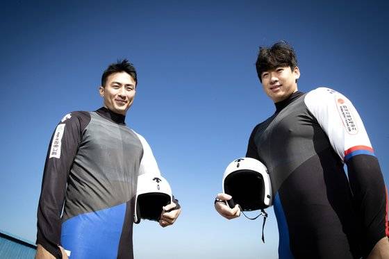 루지에서 사상 첫 올림픽 메달에 도전하는 남자 2인승 국가대표 조정명과 박진용. 장진영 기자