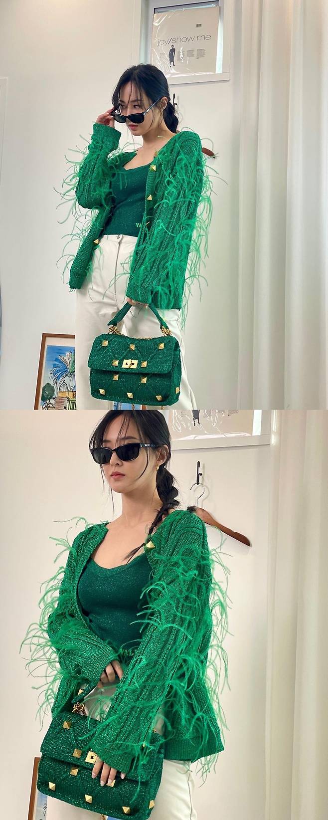 Group Girls Generation member and actor Kwon Yuri unveiled a unique fashion.Kwon Yuri released two photos on his 24th day, saying, Today is a good day because it is green.In the photo, Kwon Yuri showed a green charm by matching a green cardigan with a green top and a green bag with a grassy design.Kwon Yuris fashion sense, which is attractive even though it is difficult to digest easily, attracts attention.On the other hand, Kwon Yuri is currently working as a judge of MBC entertainment program After-school thrill.