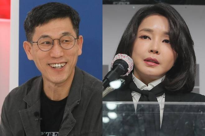 (왼쪽부터) 진중권 전 동양대 교수, 윤석열 국민의힘 대선 후보의 부인 김건희 씨 / 사진=국회사진기자단, 연합뉴스