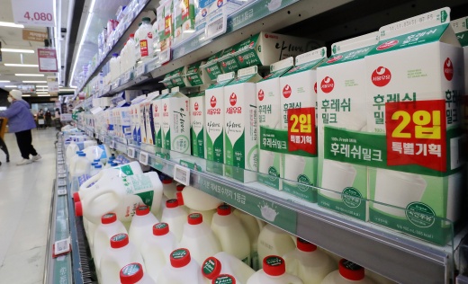 낙농진흥회의 공공기관 지정에 반발하는 생산자 단체들이 강경투쟁을 예고했다. 사진은 서울시내 한 대형마트에 진열된 우유. /사진=뉴스1