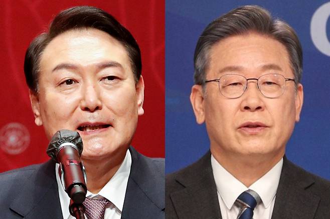 (왼쪽부터) 윤석열 국민의힘 대선 후보, 이재명 더불어민주당 대선 후보 / 사진=국회사진기자단