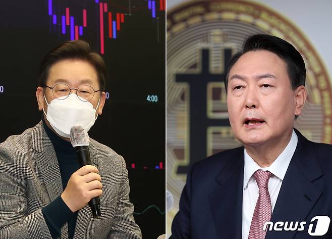 이재명 더불어민주당 대선 후보(왼쪽)와 윤석열 국민의힘 대선 후보. 2022.1.19/뉴스1 © News1