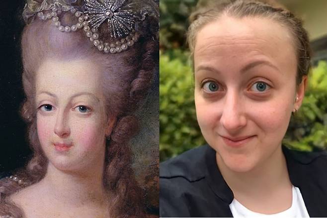 마리 앙투아네트 그림과 AI로 현 시대 실제 사람의 모습으로 구현된 마리 앙투아네트 [히드릴리 디아오(hidreley diao) 인스타그램 캡처]