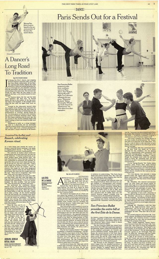 ▲사진8. The New York Times, Arts & Leisure, Dance, <인터뷰> By Sylviane Gold, Sunday, July 3, 2005 ⓒLois Greenfield