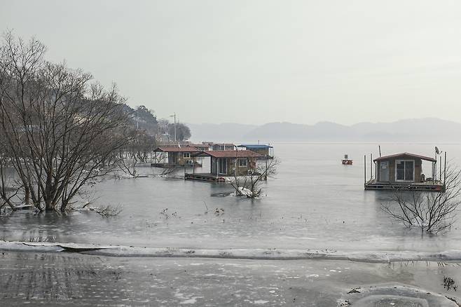 예당호의 겨울 풍경