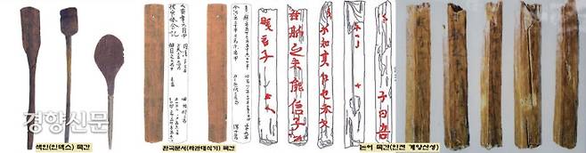 목간의 용도는 다양하다. 종이문서를 두루마리로 말아둘 때 말은 두루마리 사이에 꽂아두는 ‘색인(인덱스)목간’이 있는가 하면  춘궁기에 곡식을 빌려주었다가 추수기에 이자와 함께 원금을 돌려받았음을 기록한 일종의 환곡문서인 대식(貸食) 목간 도 있다. 또 <논어> ‘공야장(公冶長)’ 구절을 새긴 ‘논어목간’도 있다. 이 목간을 들고다니며 <논어> 같은 사서삼경을 줄줄 외웠을 것이다.