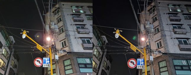 삼성전자 스마트폰 ‘갤럭시노트10+’(왼쪽)와 ‘갤럭시S22 울트라’로 촬영한 사진.ⓒ데일리안 김은경 기자