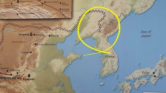 미국 LA 게티미술관 중국 전시관에 걸린 중국 지도엔 만리장성이 평안도까지 이어져 있다. 반크