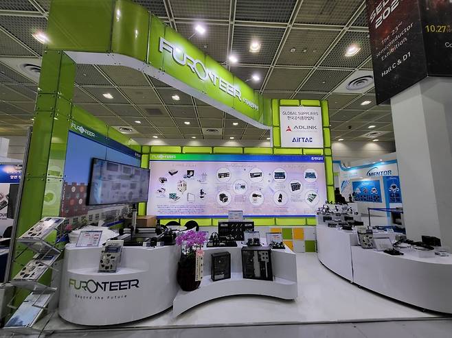 자율주행차 센싱카메라 공정장비 전문기업 퓨런티어가 14일 공모주 일반청약을 시작한다. 사진은 2021년 10월 모션컨트롤러 전시회 부스 모습. /사진=퓨런티어