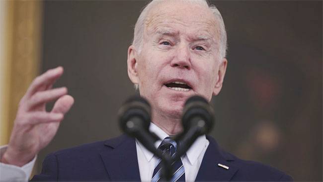 조 바이든 미국 대통령이 2월 4일 백악관에서 1월 일자리 보고서 관련 연설을 하고 있다.&nbsp;사진 블룸버그