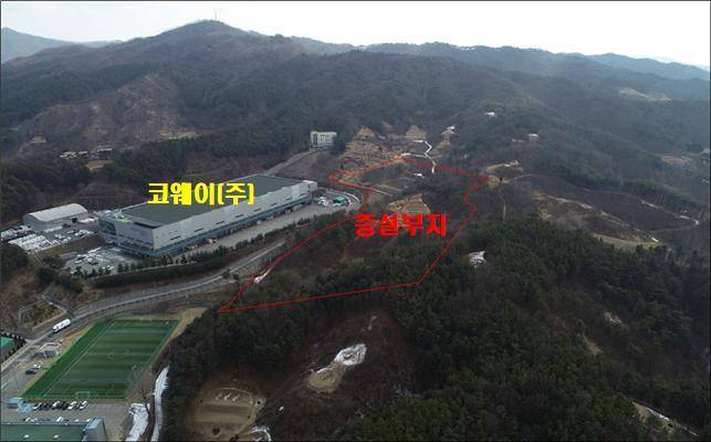 전국 최대 규모의 음료공장이 될 유구농공단지내 '웅진식품(주) 증설부지 모습.