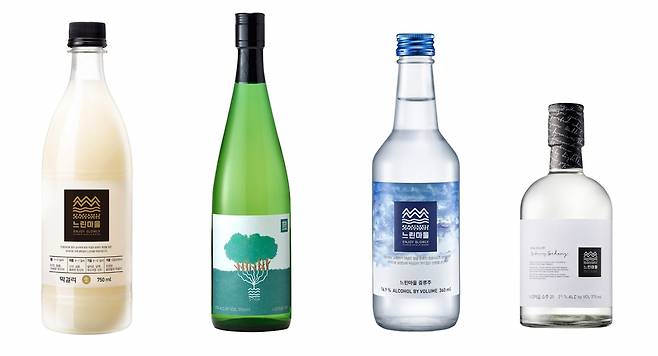 배상면주가에서 판매 중인 느린마을 제품 4종. [배상면주가 제공]