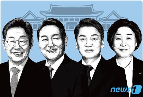 (왼쪽부터) 이재명 더불어민주당·윤석열 국민의힘·안철수 국민의당·심상정 정의당 대선 후보. © News1 김초희 디자이너