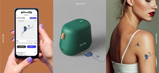 뷰티 기기LG 생활건강이 개발중인 가정용 미니 타투 프린터, '프린틀리.' 올 하반기 미국 시장에 출시할 예정이다. [사진 LG 생활건강]