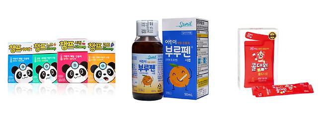 (왼쪽부터)성인용 감기약에 이어 챔프, 어린이 부루펜시럽, 콜대원 등 어린이용 감기약 제품들도 약국에서 상당수 품절됐다.   *재판매 및 DB 금지