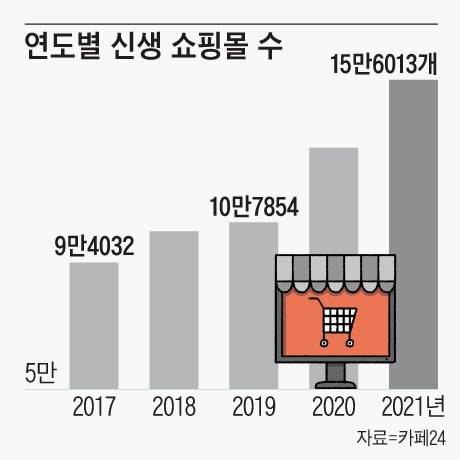 연도별 신생 쇼핑몰 수