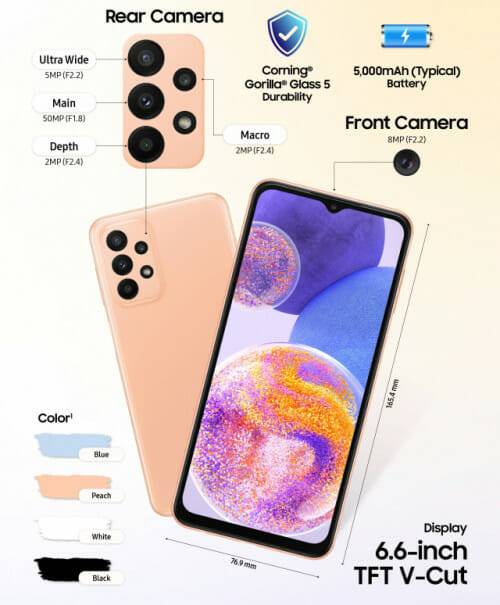 갤럭시A23 스펙 정보(사진=삼성전자)