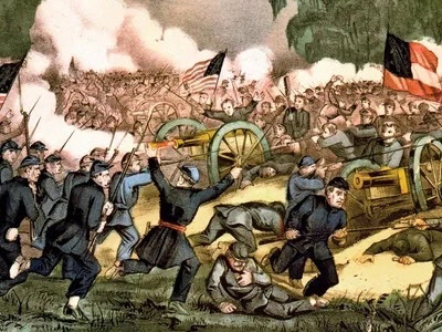 1863년 게티스버그 전투를 묘사한 판화. 셸비 푸트는 “독립전쟁이 미국이라는 개념을 만들어냈다면, 남북전쟁은 미국의 실체를 만들어냈다”고 했을 정도로 남북전쟁은  현재 미국의 모든 면면을 결정지었다. 출처 | Library of Congress