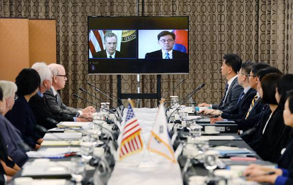 2017년 진행된 ‘‘한미 FTA 공동위원회 특별회기’ 모습. 산업통상자원부 제공