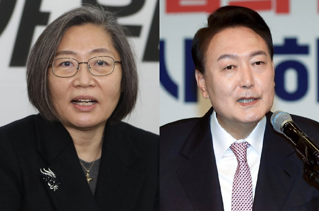 (왼쪽부터) 이수정 경기대 범죄심리학과 교수, 윤석열 대통령 당선인. / 사진=연합뉴스