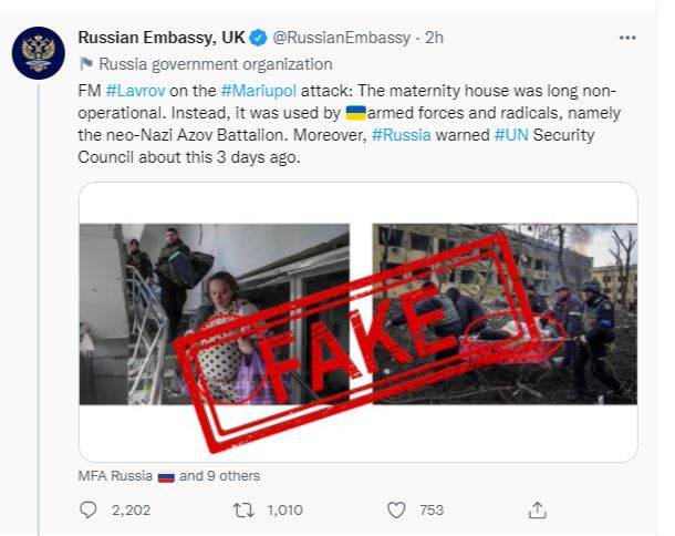 주(駐)영국 러시아대사관의 게시물. [더선]